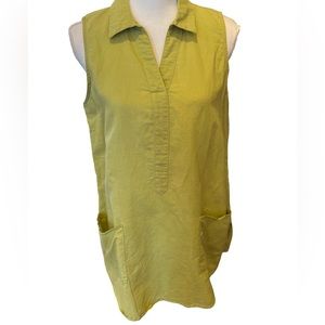August Silk women’s Top Size Medium Linen Cotton Blend Tunic Lime Green V Neck